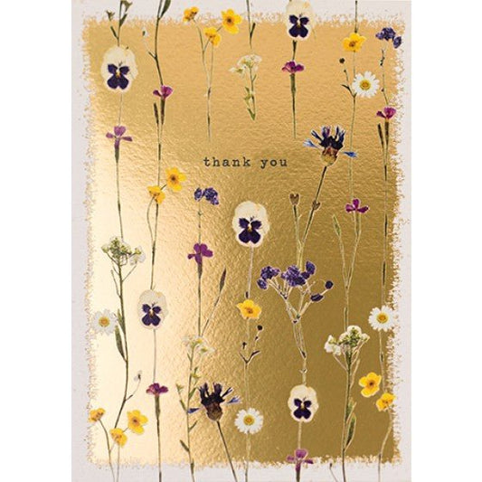 'Thank you' Gold Pressed Flowers card - THE BRISTOL ARTISAN