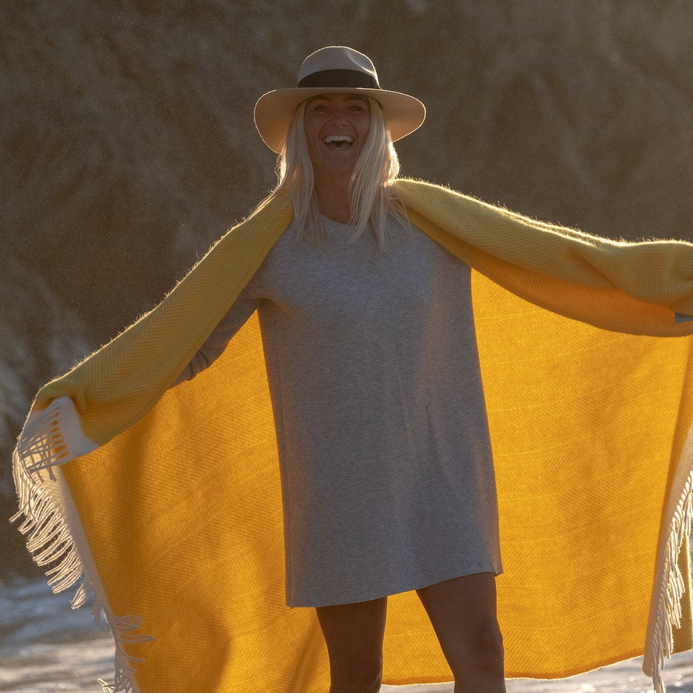 Yellow Herringbone Wool Throw Blanket - The Bristol Artisan Handmade Sustainable Gifts and Homewares.